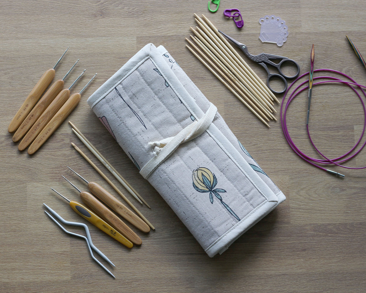 Crochet Hook & Knitting Needle Organizer – Handmade Roll Case