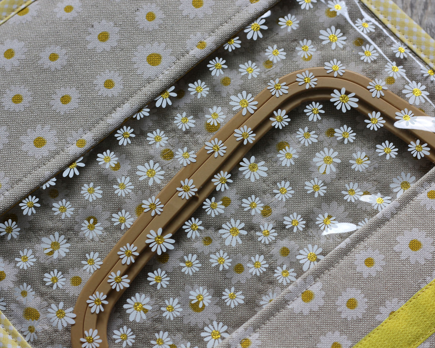 Daisy Cross Stitch Project Bag with Vinyl Window