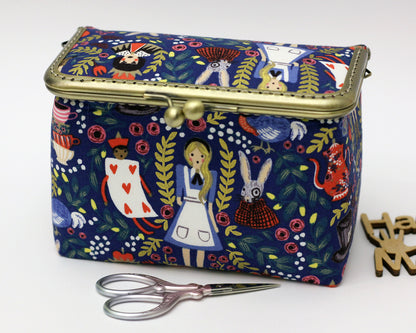 Alice in Wonderland Embroidery Sewing Organizer Box - Handmade Cross Stitch Storage Case