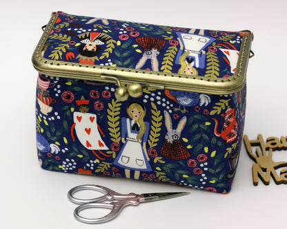 Alice in Wonderland Embroidery Sewing Organizer Box - Handmade Cross Stitch Storage Case