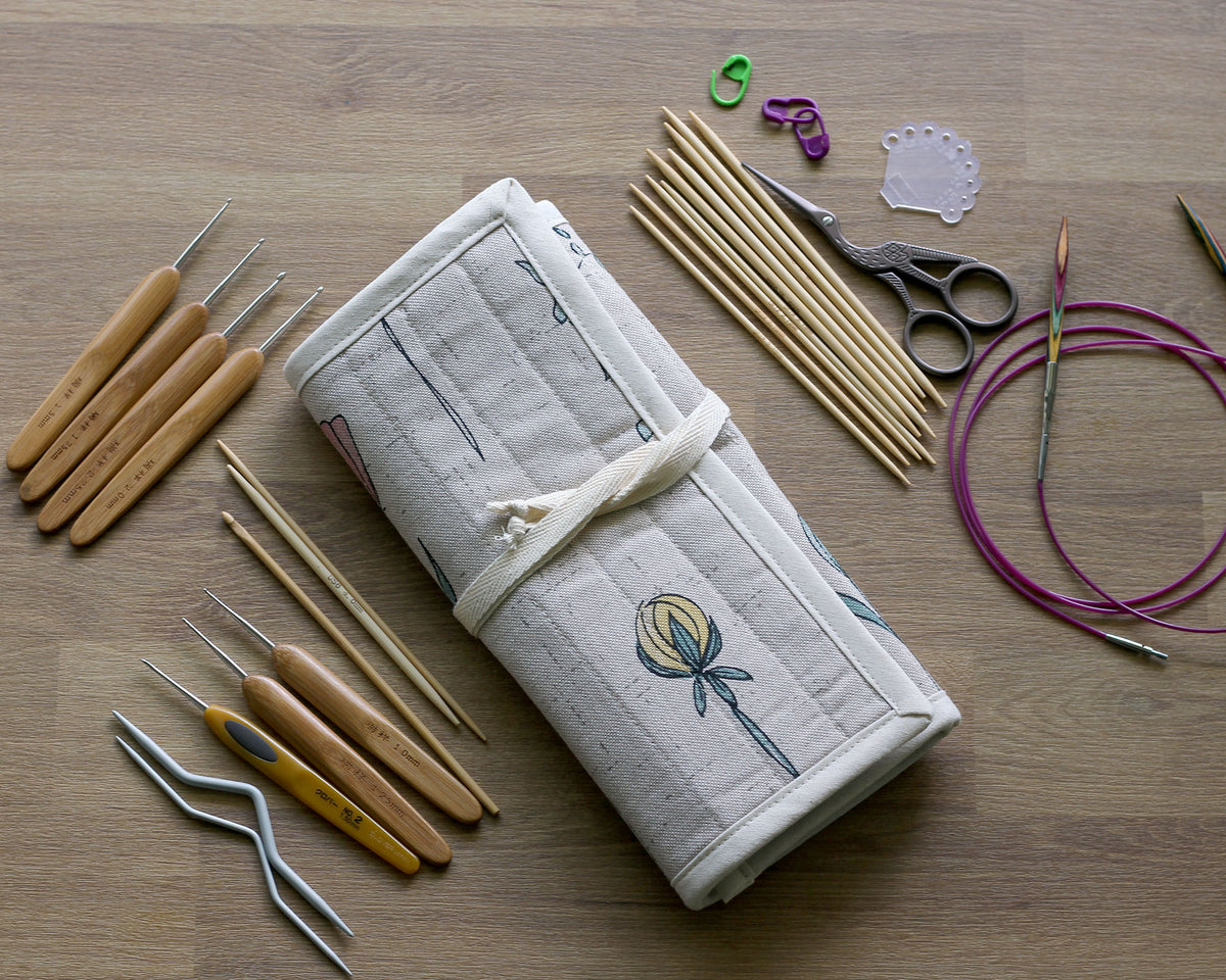 Crochet Hook & Knitting Needle Organizer – Handmade Roll Case