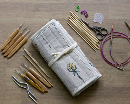Crochet Hook & Knitting Needle Organizer – Handmade Roll Case