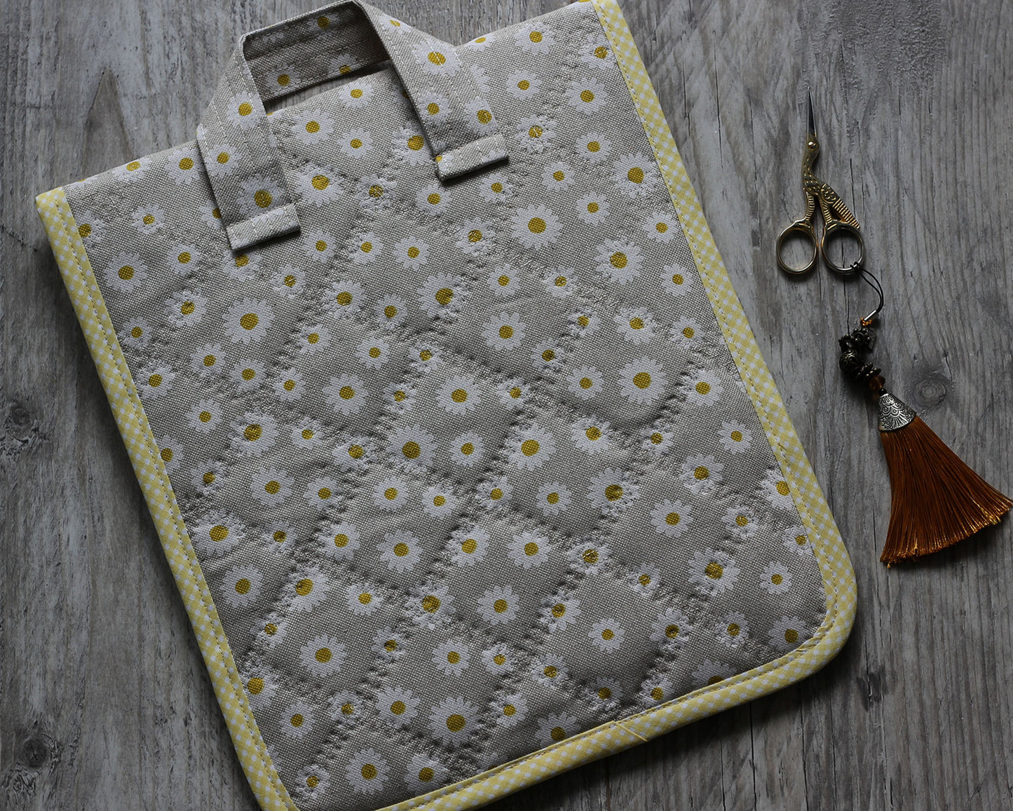 Daisy Cross Stitch Project Bag with Vinyl Window