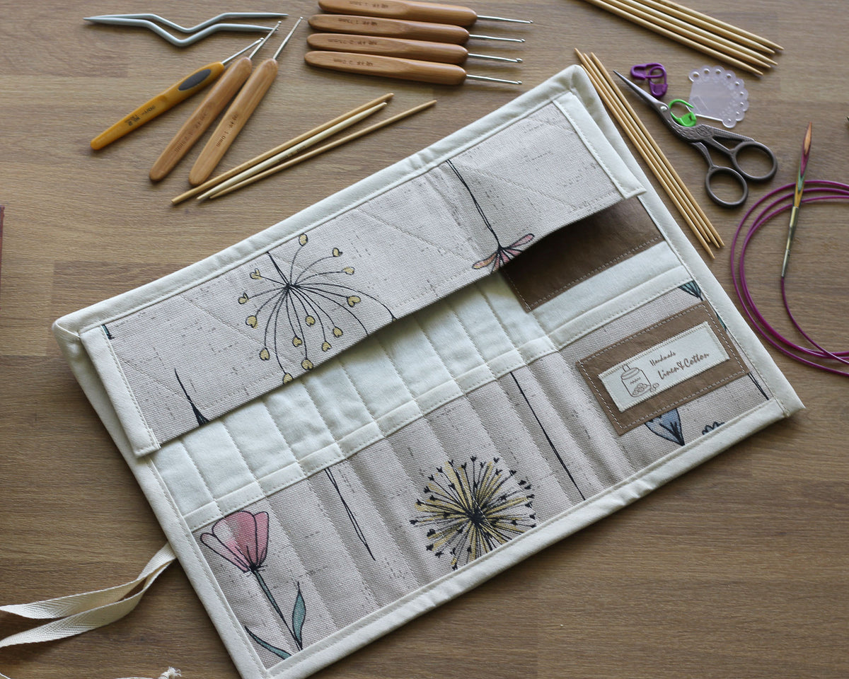 Crochet Hook & Knitting Needle Organizer – Handmade Roll Case
