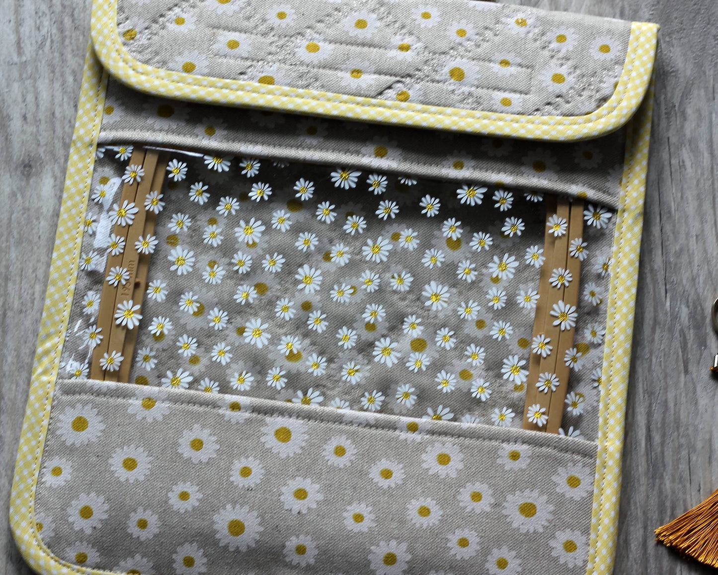 Daisy Cross Stitch Project Bag with Vinyl Window