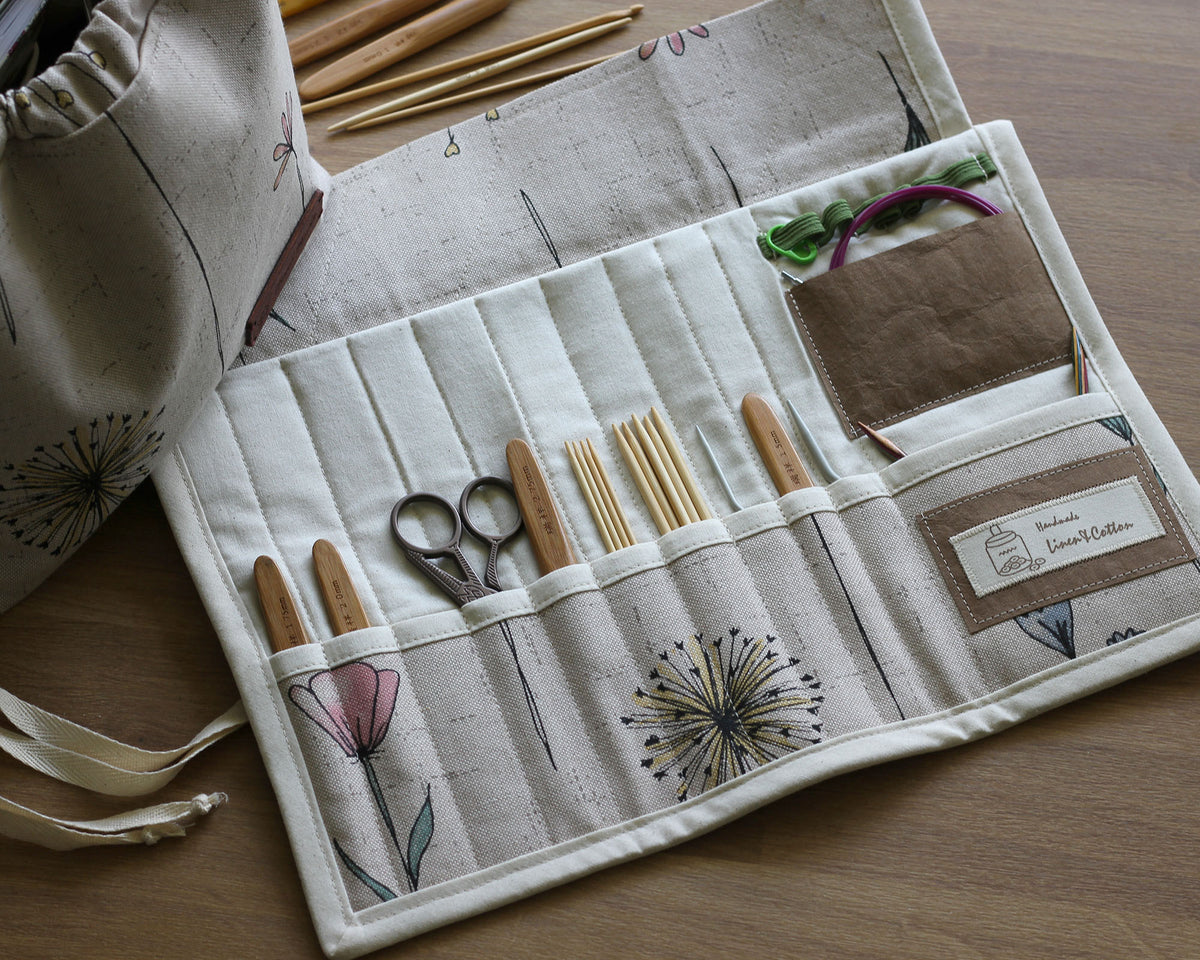 Crochet Hook & Knitting Needle Organizer – Handmade Roll Case