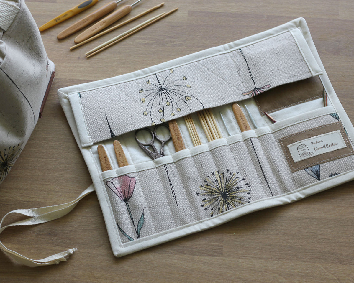 Crochet Hook & Knitting Needle Organizer – Handmade Roll Case