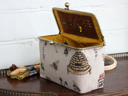 Bee Embroidery Organizer Box – Handmade Sewing & Cross Stitch Storage Case