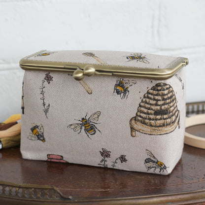Bee Embroidery Organizer Box – Handmade Sewing & Cross Stitch Storage Case