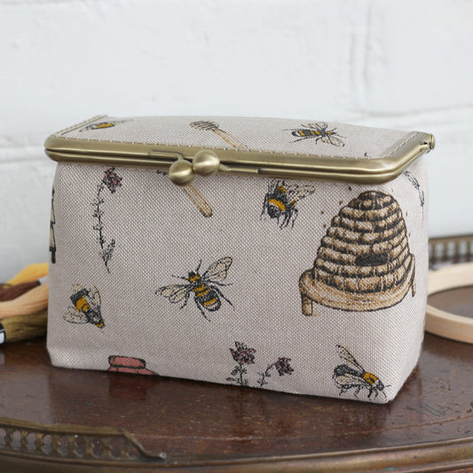 Bee Embroidery Organizer Box – Handmade Sewing & Cross Stitch Storage Case