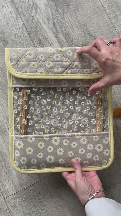 Daisy Cross Stitch Project Bag with Vinyl Window